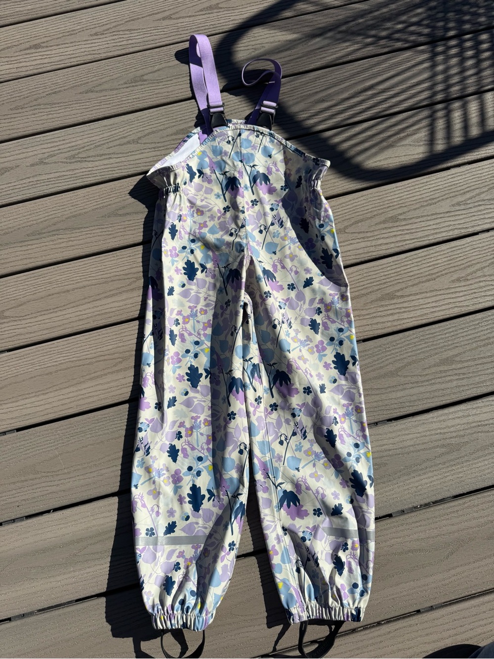 Helly Hansen Floral Waterproof Overalls with Adjustable Purple Straps